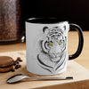 White Bengal Tiger Yellow Eyes Watercolor On Art Accent Coffee Mug 11Oz