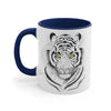 White Bengal Tiger Yellow Eyes Watercolor On Art Accent Coffee Mug 11Oz