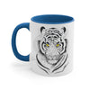 White Bengal Tiger Yellow Eyes Watercolor On Art Accent Coffee Mug 11Oz