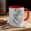 White Bengal Tiger Yellow Eyes Watercolor On Art Accent Coffee Mug 11Oz