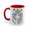 White Bengal Tiger Yellow Eyes Watercolor On Art Accent Coffee Mug 11Oz