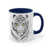 White Bengal Tiger Yellow Eyes Watercolor On Art Accent Coffee Mug 11Oz