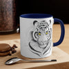 White Bengal Tiger Yellow Eyes Watercolor On Art Accent Coffee Mug 11Oz