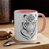 White Bengal Tiger Yellow Eyes Watercolor On Art Accent Coffee Mug 11Oz