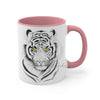 White Bengal Tiger Yellow Eyes Watercolor On Art Accent Coffee Mug 11Oz