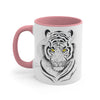 White Bengal Tiger Yellow Eyes Watercolor On Art Accent Coffee Mug 11Oz