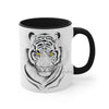 White Bengal Tiger Yellow Eyes Watercolor On Art Accent Coffee Mug 11Oz Black /