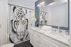White Bengal Tiger Yellow Ink Art Shower Curtain Home Decor