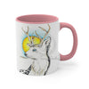 White Deer And Sun Ink Art Accent Coffee Mug 11Oz