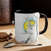 White Deer And Sun Ink Art Accent Coffee Mug 11Oz