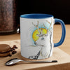 White Deer And Sun Ink Art Accent Coffee Mug 11Oz