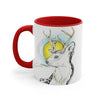 White Deer And Sun Ink Art Accent Coffee Mug 11Oz