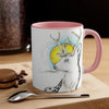 White Deer And Sun Ink Art Accent Coffee Mug 11Oz