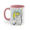 White Deer And Sun Ink Art Accent Coffee Mug 11Oz