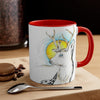 White Deer And Sun Ink Art Accent Coffee Mug 11Oz