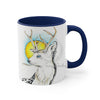 White Deer And Sun Ink Art Accent Coffee Mug 11Oz