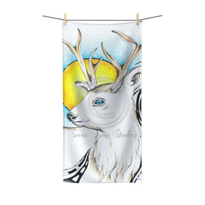 White Deer Stippling Ink Art Polycotton Towel 30X60 Home Decor
