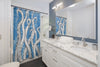 White Funky Tentacles Ii Ink Blue Vintage Map Art Shower Curtains Home Decor