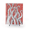 White Funky Tentacles Ii Ink Coral Vintage Map Art Shower Curtains 71 X 74 Home Decor