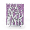 White Funky Tentacles Ii Ink Purple Vintage Map Art Shower Curtains 71 X 74 Home Decor