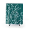 White Funky Tentacles Ii Ink Teal Art Shower Curtains 71 X 74 Home Decor