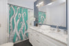 White Funky Tentacles Ii Ink Teal Art Shower Curtains Home Decor