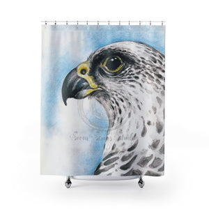 White Gyr Falcon Watercolor Art Shower Curtain 71 × 74 Home Decor