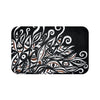 White Ink Floral Abstract Pattern On Black Bath Mat Large 34X21 Home Decor