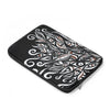 White Ink Floral Abstract Pattern On Black Laptop Sleeve