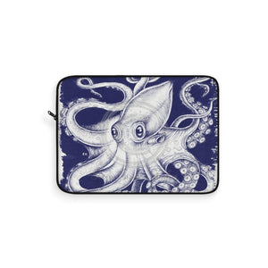 White Octopus Blue Ink Art Laptop Sleeve 15