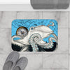 White Octopus Compass Blue Ink Bath Mat Home Decor