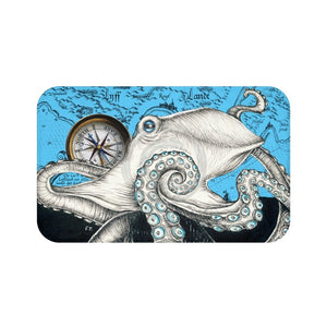 White Octopus Compass Blue Ink Bath Mat Large 34X21 Home Decor