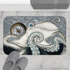 White Octopus Compass Grey Ink Bath Mat Home Decor