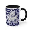 White Octopus Ink Navy Blue On Art Accent Coffee Mug 11Oz