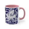 White Octopus Ink Navy Blue On Art Accent Coffee Mug 11Oz