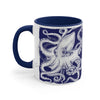 White Octopus Ink Navy Blue On Art Accent Coffee Mug 11Oz