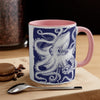 White Octopus Ink Navy Blue On Art Accent Coffee Mug 11Oz