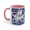 White Octopus Ink Navy Blue On Art Accent Coffee Mug 11Oz