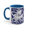 White Octopus Ink Navy Blue On Art Accent Coffee Mug 11Oz