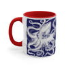 White Octopus Ink Navy Blue On Art Accent Coffee Mug 11Oz