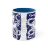 White Octopus Ink Navy Blue On Art Accent Coffee Mug 11Oz /