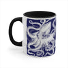 White Octopus Ink Navy Blue On Art Accent Coffee Mug 11Oz