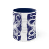 White Octopus Ink Navy Blue On Art Accent Coffee Mug 11Oz