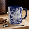 White Octopus Ink Navy Blue On Art Accent Coffee Mug 11Oz