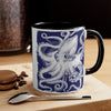 White Octopus Ink Navy Blue On Art Accent Coffee Mug 11Oz