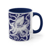 White Octopus Ink Navy Blue On Art Accent Coffee Mug 11Oz /