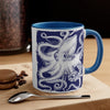 White Octopus Ink Navy Blue On Art Accent Coffee Mug 11Oz