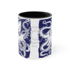 White Octopus Ink Navy Blue On Art Accent Coffee Mug 11Oz Black /