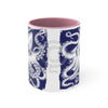 White Octopus Ink Navy Blue On Art Accent Coffee Mug 11Oz Pink /