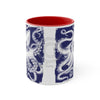 White Octopus Ink Navy Blue On Art Accent Coffee Mug 11Oz Red /